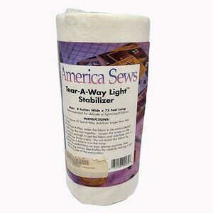America Sews Tear Away Light Stabilizer 8in x 75ft Embroidery Sewing Roll